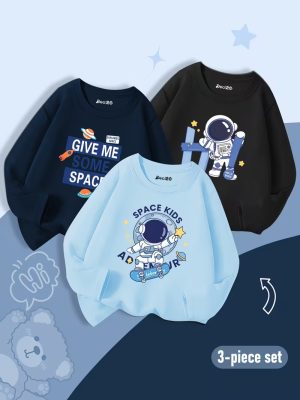 Pack of 3 Some Adventure Space Printed Long Sleeve T-shirts for Young Kids