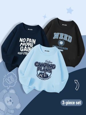 Pack of 3 Need Plans More Printed Long Sleeve T-shirts For Tween Kids