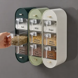 5 Grid Wall‑Mounted Seasoning Spice Rack