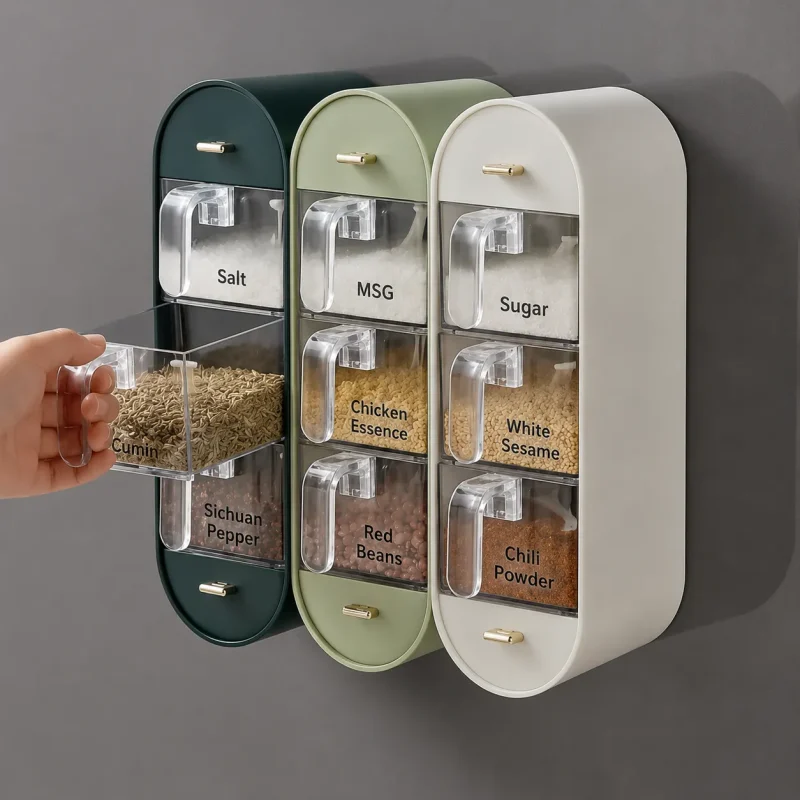 5 Grid Wall‑Mounted Seasoning Spice Rack