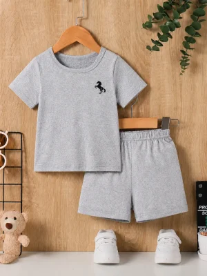 Horse Printed Summer Short Suit For Kids