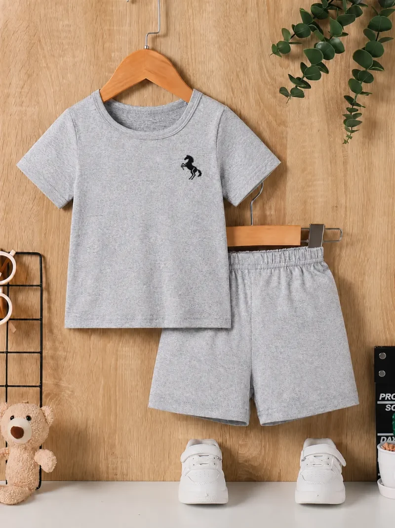 Horse Printed Summer Short Suit For Kids