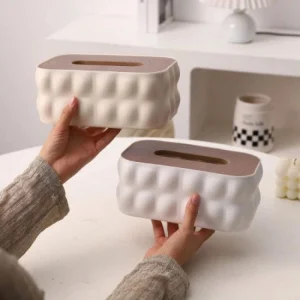 Bubble Tissue Box With Wooden Lid