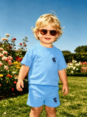 Classic Polo Printed Summer Short Suit For Kids