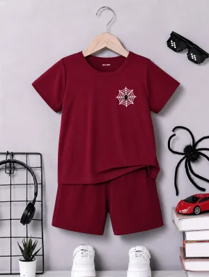 Spider Printed Summer Short Suit For Kids