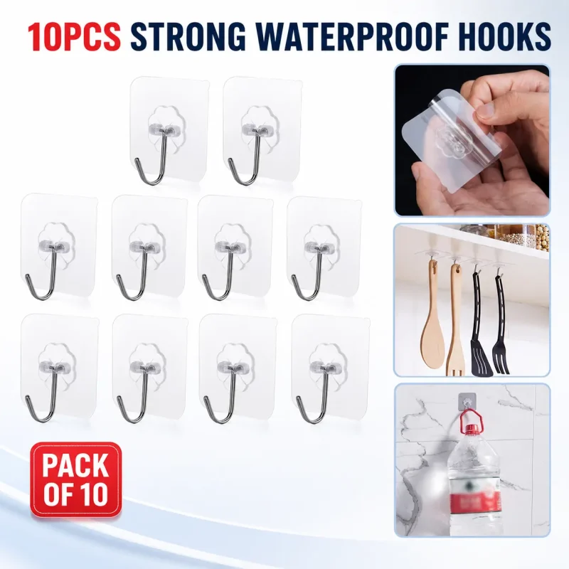 10 Pcs Waterproof Adhesive Wall Hooks – Flower Design 10 Pcs Waterproof Adhesive Wall Hooks – Flower Design