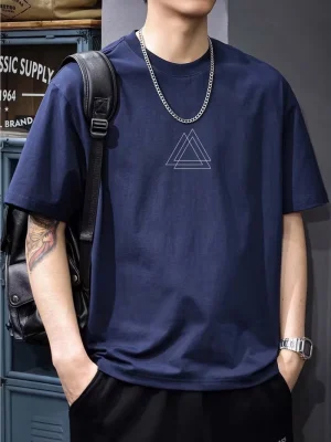 Geometric Triangle Printed Oversized T-Shirt For Mens