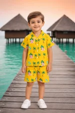 Beach Palm Printed Summer Short Suit For Kids