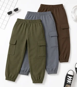 Bundle of 3 ASC Cargo Terry Trouser for Kids