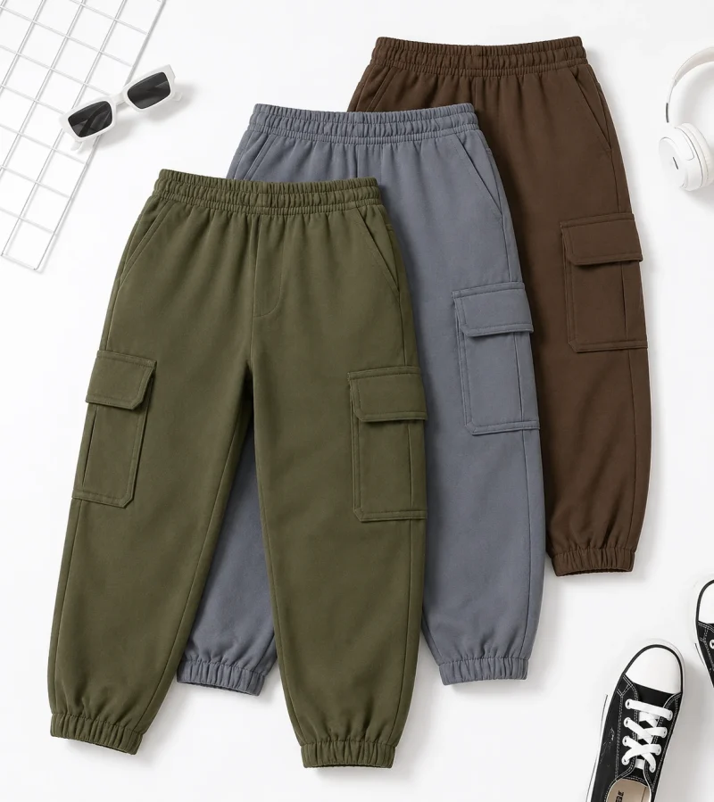 Bundle of 3 ASC Cargo Terry Trouser for Kids Bundle of 3 ASC Cargo Terry Trouser for Kids