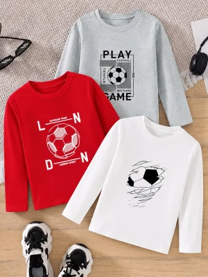 Pack of 3 Play Game Printed Long Sleeve T-Shirts For Tween Kids