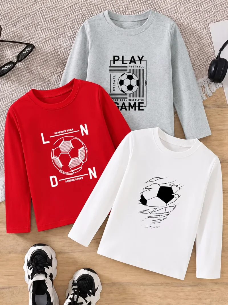 Pack of 3 Play Game Printed Long Sleeve T-Shirts For Tween Kids