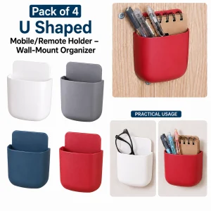 Pack of 4 U Shaped Mobile & Remote Holder – Wall Mount Organizer