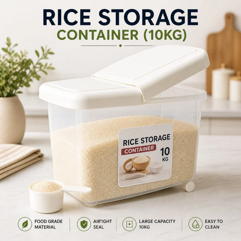Rice & Flour Container with Wheels – 10KG Capacity Rice & Flour Container with Wheels – 10KG Capacity