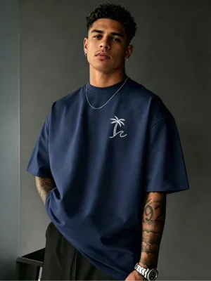 Palm Wave Printed Oversized T-Shirt For Mens