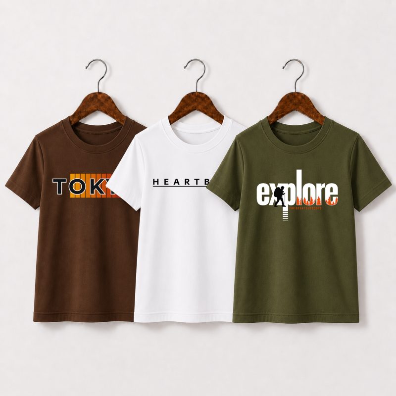 Pack of 3 Heartbeat Tokyo Printed T-Shirts For Tween Kids Pack of 3 Heartbeat Tokyo Printed T-Shirts For Tween Kids