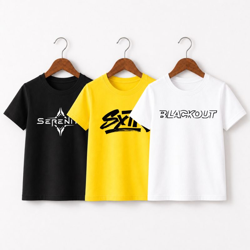 Pack of 3 Blackout Serenity Printed T-Shirts For Tween Kids Pack of 3 Blackout Serenity Printed T-Shirts For Tween Kids