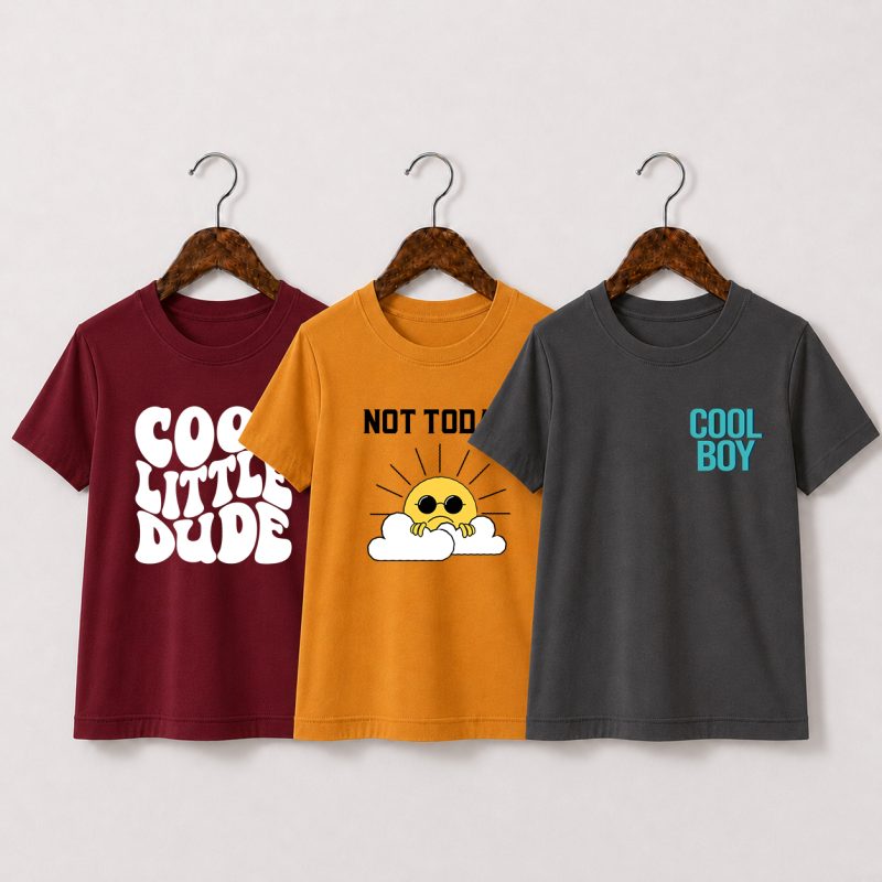 Pack of 3 Little Cool Dude Printed T-Shirts For Boys