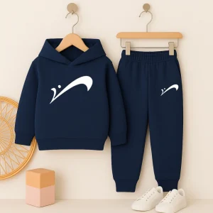 Correct Dot Mark Printed Navy Blue Hooded Tracksuit For Tween Kids