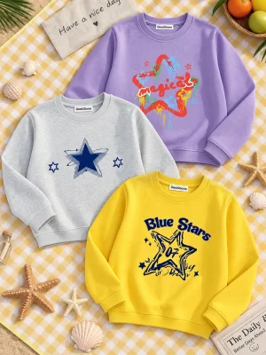 Pack of 3 Magic Stars 07 Printed Sweatshirts for Girls