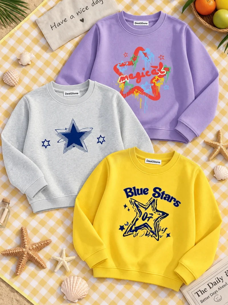 Pack of 3 Magic Stars 07 Printed Sweatshirts for Girls