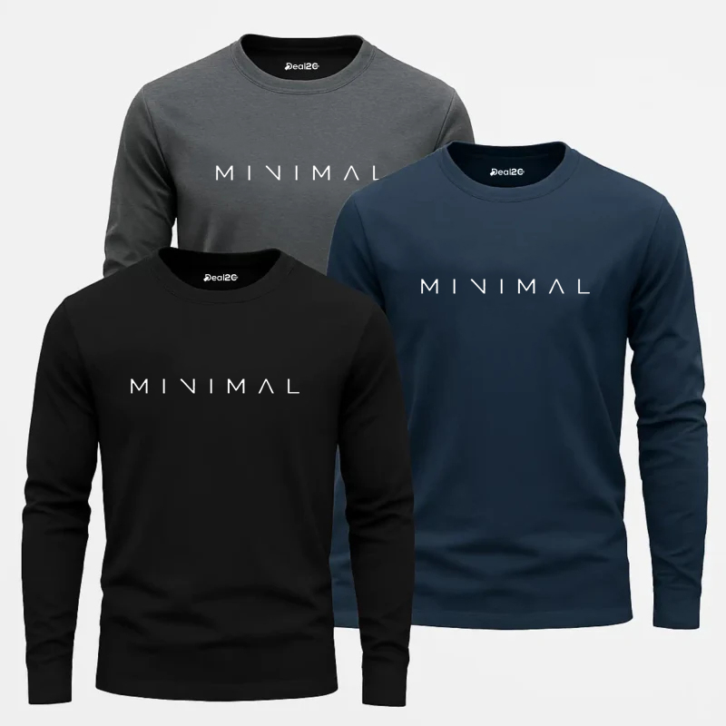 Pack of 3 CNB Minimal Printed Long Sleeve T-shirt for Mens