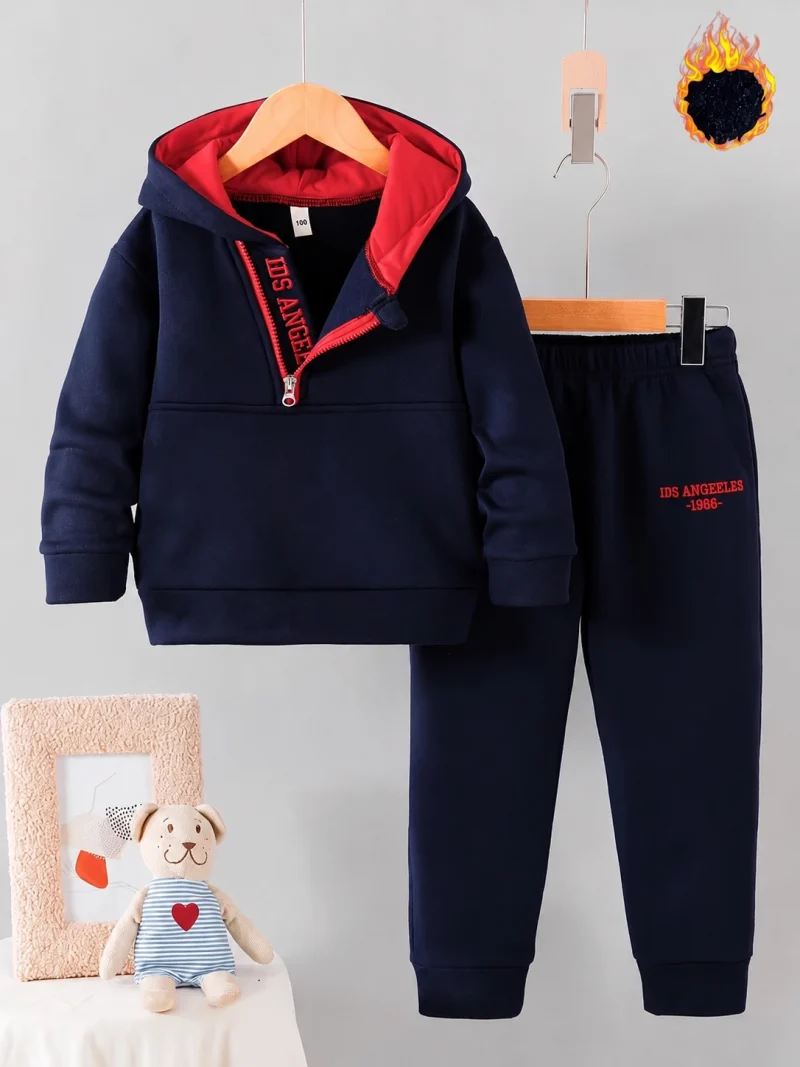 IDS Angeles Half-Zip Collar Kids Hooded Tracksuit