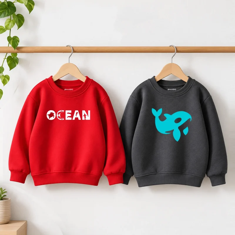 Pack of 2 Space & Whale Printed Sweatshirts for Young Kids