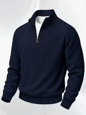 Midnight Zip Knit Designer Pullover for Mens