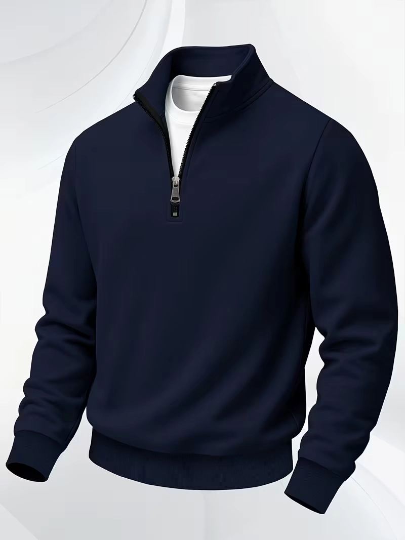Midnight Zip Knit Designer Pullover for Mens