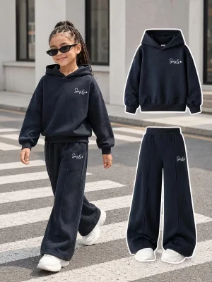 Smile Printed Wide‑Leg Tracksuit for Girls