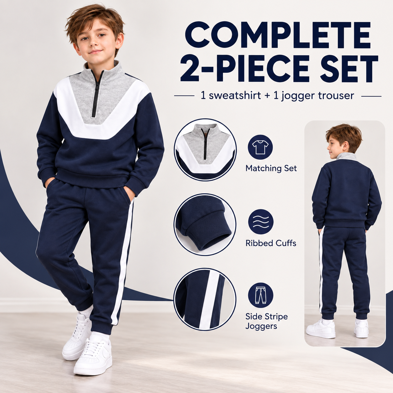 Complete two-piece boys tracksuit set