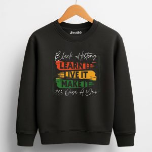 Make History Learn Printed Black Sweatshirt for Tween Kids