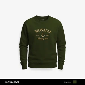 Monaco Boxing Club Printed Army Green Sweatshirt for Men