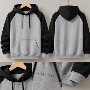 NextGen Printed Contrast Cotton Fleece Pullover Hoodie For Men