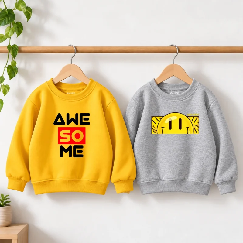 Pack of 2 Awesome & Smiley Printed Sweatshirts for Young Kids