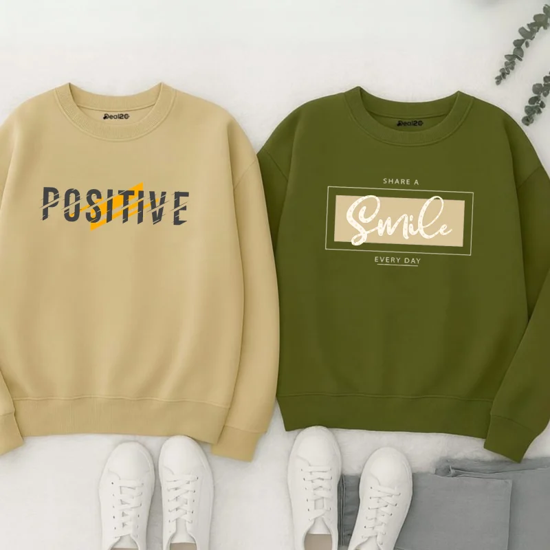 Pack of 2 Positive Smile Printed Sweatshirts for Women