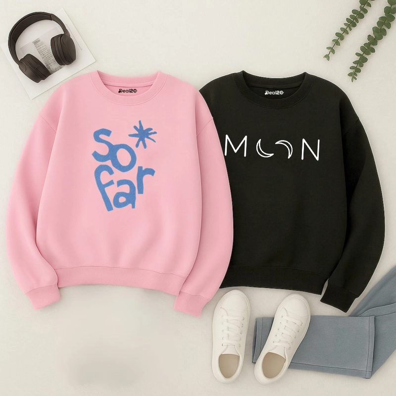 Pack of 2 So Far & Moon Printed Sweatshirts for Women