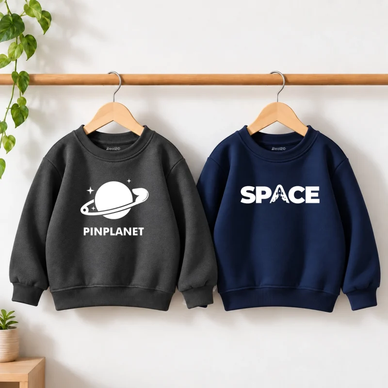 Pack of 2 Space & Planet Printed Sweatshirts for Young Kids