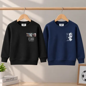 Pack of 2 Tokyo Printed Sweatshirts for Tween Kids - Cotton Fleece