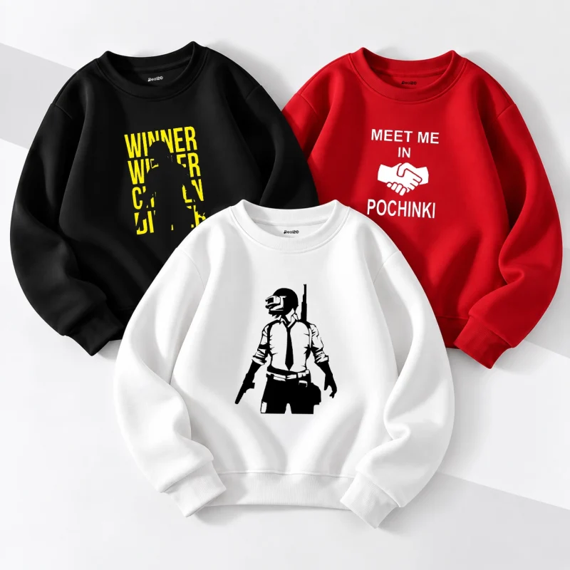 Pack of 3 Battle Mod Printed Sweatshirts for Tween Kids Pack of 3 Battle Mod Printed Sweatshirts for Tween Kids