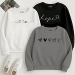Pack of 3 Hope Love Printed Sweatshirts for Women