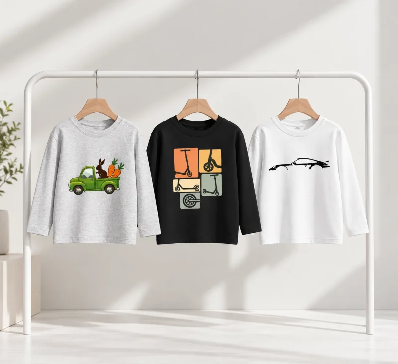 Pack of 3 Bunny Truck Adventure Long Sleeve T-Shirts for Young Kids Pack of 3 Bunny Truck Adventure Long Sleeve T-Shirts for Young Kids