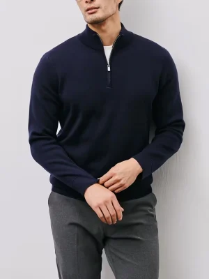 Midnight Zip Knit Designer Pullover for Mens