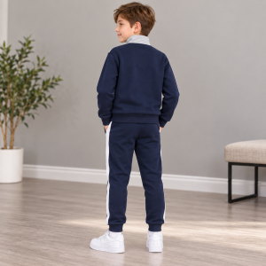 Boys Premium Colorblock Half-Zip Tracksuit pose