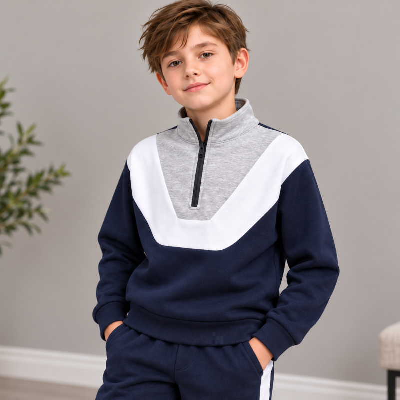 Boys Premium Colorblock Half-Zip Tracksuit detail view