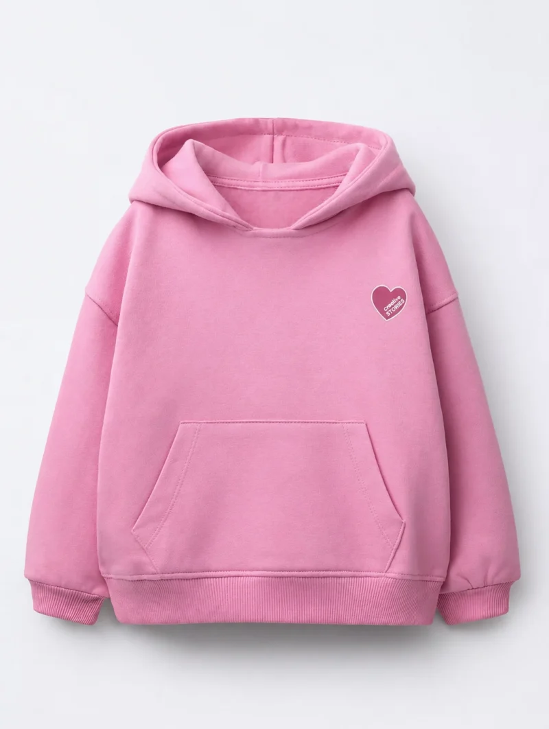 Bubblegum Heart Printed Hoodie for Girls