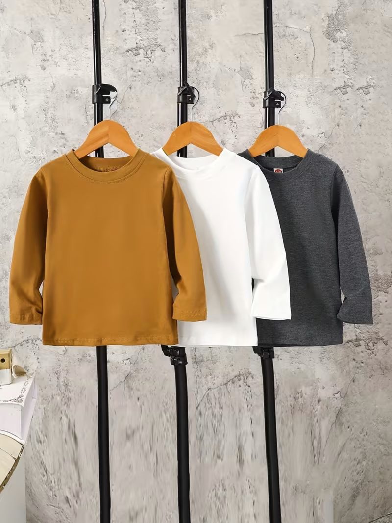 Bundle of 3 SWC Plain Long Sleeve T-Shirts for Kids