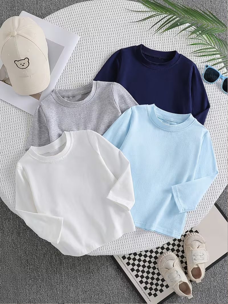 Bundle of 4 SNB Squad Plain Long Sleeve T-Shirts for Kids