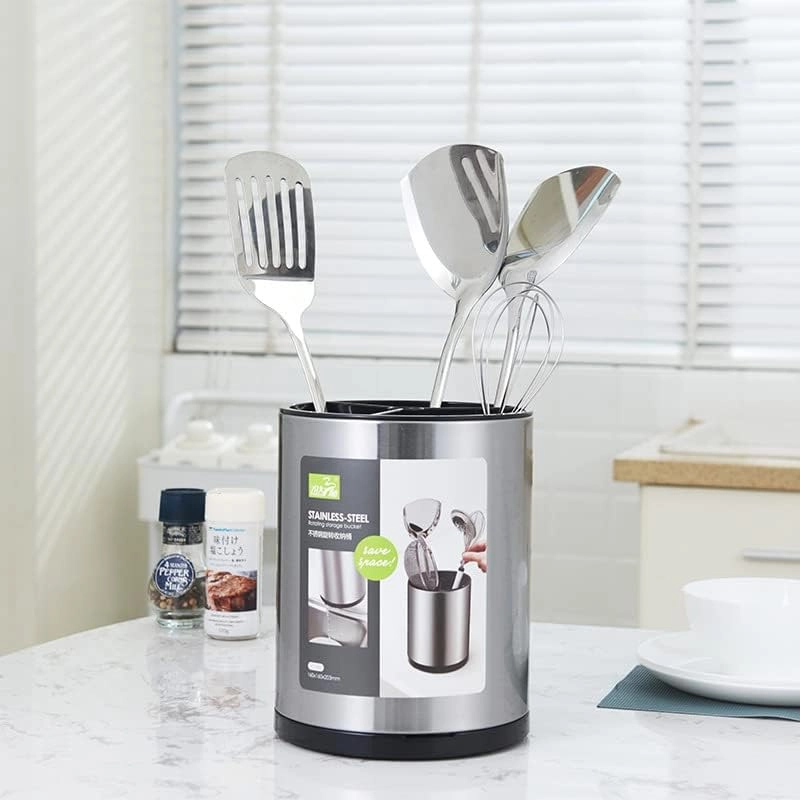 360 Rotating Stainless Steel Kitchen Utensil Organizer